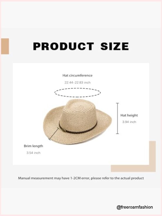 Foldable Straw Cowboy Hat Wide Brim Western Sun Hat Travel Beach main image 6